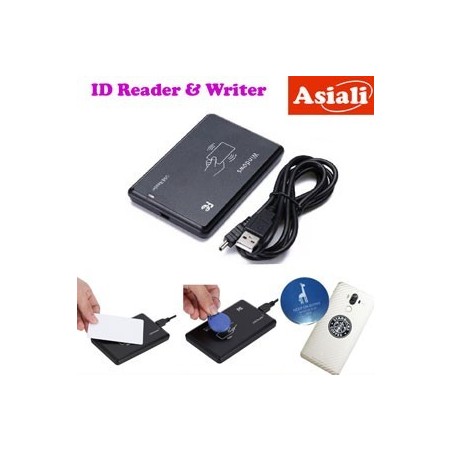 ASIALI New 125KHz RFID/ID Card Reader and Writer with USB Interface Free Rewritable 1 Card /1 Key Tag /1 Mobile Sticker