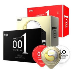 OLO 0.01 mm Ultra-Thin Condoms with Super Delay Gel, Size 52-54 mm